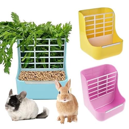 2-in-1 Futter Heufutter für Meerschweinchen und Kaninchen, Indoor Heufutter für Meerschweinchen, Kaninchen und Chinchillas, Futterschale für Gras und Futter schwarz von Anoudon