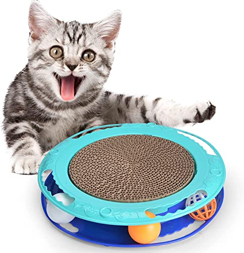 Anoudon 24cm Katze Kratzplatte Runde gewellte Katze Drehteller Gezeiten Katze Nest Kralle Schleifen Multifunktionale Katze Kralle Platte Haustier Produkte doppelte Farbe von Anoudon