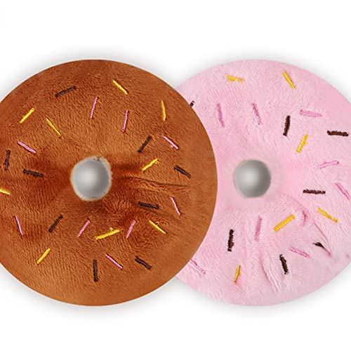 Anoudon 2pcs stimmliche Plüsch Donut Hund Spielzeug, Haustier Spielzeug, stimmliche Hund Spielzeug，11cm Plüsch Haustier Spielzeug Donuts mit Squeakers Hund Kauen Spielzeug von Anoudon