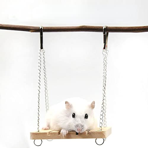 Anoudon 3pcs Hamster Swing Spielzeug Holz Mit Glocke Haustier Hängen Bett Hamster Käfig Zubehör für Hamster Gerbil Meerschweinchen Chinchilla von Anoudon