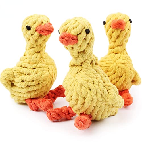 Anoudon 3pcs gelbe Ente Hundezahn Schleifspielzeug, Baumwollseil gewebte Hundespielzeug, gelbe Ente Hundespielzeug, Baumwollseil gewebte Haustier Spielzeug von Anoudon