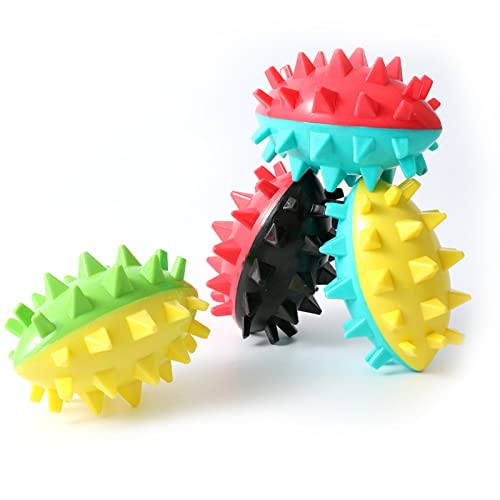 Anoudon 4pcs Hund Interaktives Spielzeug Ball-Hund Backenzähne Reinigungsspielzeug Geeignet,TPR buntes Spiked Football Hund Molar Spielzeug, Molar Haustier Hundespielzeug von Anoudon