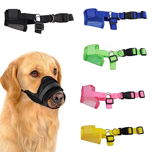 Anoudon 5pcs Hundemaulkorb für kleine mittlere große Hunde, Air Mesh Atmungsaktiver Haustier Maulkorb für Anti-Beißen Anti-Barking Lecken von Anoudon