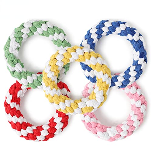 Anoudon 5pcs Knoten Haustier Spielzeug, Hund Baumwollseil Schleife Spielzeug, Haustier Donut Hund Spielzeug Hundeseil Spielzeug für Aggressive Kauer Hunde Kauen Spielzeug Hundetraining von Anoudon