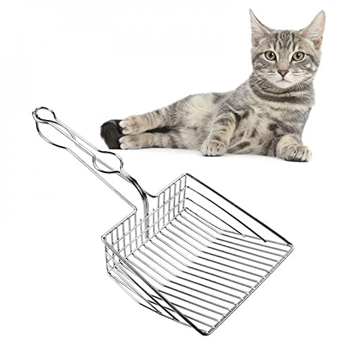 Anoudon Edelstahl Katzenstreu Löffel Pet Litter Box Reinigungsschaufel für Home Garten Abfallroller Pet Cat Litter Box Zubehör Cat Exkrement Schaufel Edelstahl Metall von Anoudon