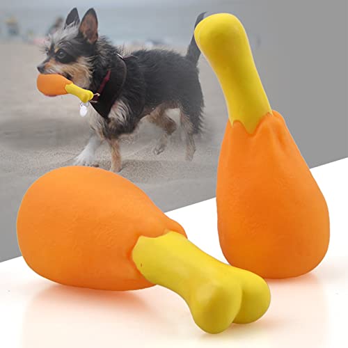 Anoudon Hühnerbein Welpen Spielzeug Elastisches interaktives Spielzeug PVC Squeaky Gummi Hühnerbein Haustier Hund Spielzeug für Zuhause Simulierter runder Drumstick von Anoudon