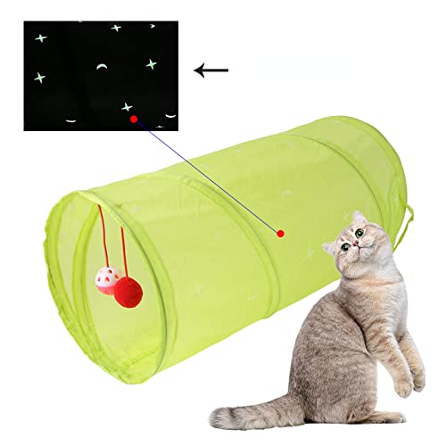 Anoudon Katzentunnel mit Nachtlichtern Glühen in der dunklen Crinkle Faltbare Kitty Tunnel Spielzeug Faltbare Haustier Tube Tunnel für Indoor Katzen Kätzchen Hunde Kaninchen von Anoudon