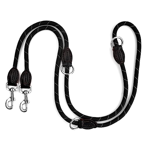 Anseom Hundeleinen für Große und Mittelgroße Hunde 2mx 1,3 cm Multifunktionale Hundeleine Verstellbar mit 2 Karabiner Verstellbar Reflektierend Gestaltet mit Leder- und Nylon-Elementen von Anseom