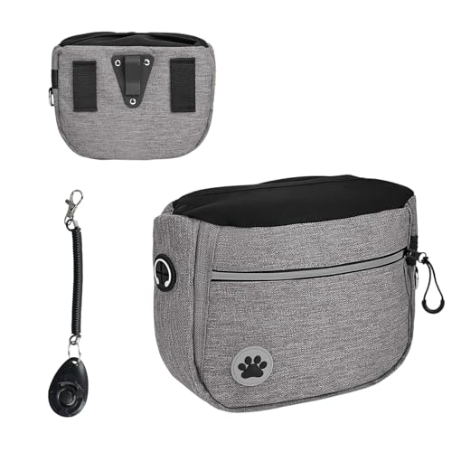Anseom Leckerli-Tasche für Hunde mit Haustier-Training, Clicker, Leckerli-Tasche mit verstellbarem Hüftgurt, wasserdicht, mit abnehmbarer Innentasche für Hundetraining im Freien von Anseom
