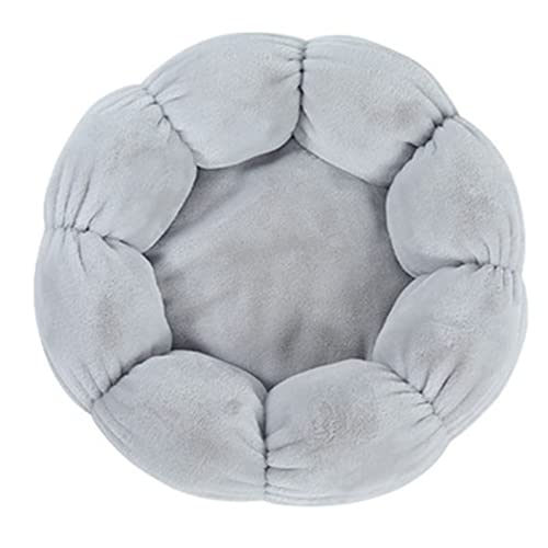 AnsonBoy Katzenbett Blume Geformt Indoor Gemütliche Haustierbetten Ultra Weicher Plüsch Hundekorb Sonnenbedarf Warmes Selbstwärmendes Haus Schlafsack Kissen-Matte,Grau,40cm von AnsonBoy