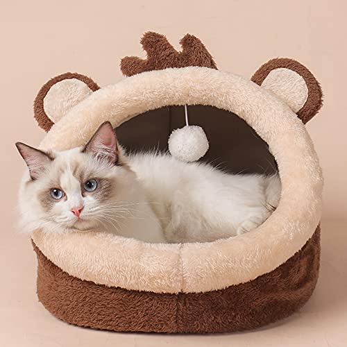 AnsonBoy Niedliche Katzenbett Weiche Warme Haustier Betten Und Haus Winter Kitty Zelt Kennel Indoor Schlafendes Haustiernest Für Kleine Katzen,40x40x33cm von AnsonBoy