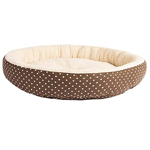 AnsonBoy Runde Haustier Hund Katze Bett Kissen Atmungsaktive Matte Pad Gemütliches Warmes Weiches Haus Für Katzen Hundematte Home,Braun,L von AnsonBoy