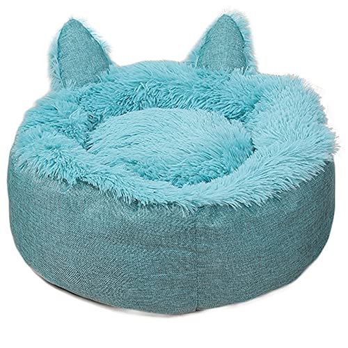 AnsonBoy Warme Hundekatze Bett Haus Teddy Hund Weiche gemütliche Welpen Kennel Nette Ohren Nestmatte Für Hunde Katzen,Blau,75cm von AnsonBoy