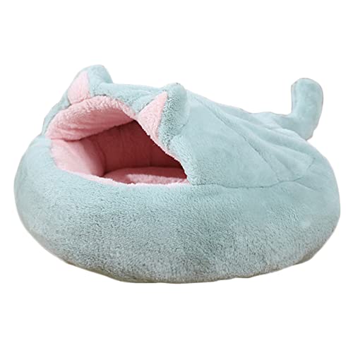 AnsonBoy Winter Lange Plüsch Haustier Katze Bett Runde Katze Kissen Katze Haus 2 in 1 Warme Katzenkorb Katze Schlafsack Katze Nest Zwinger,Lake Blue,65x65cm von AnsonBoy