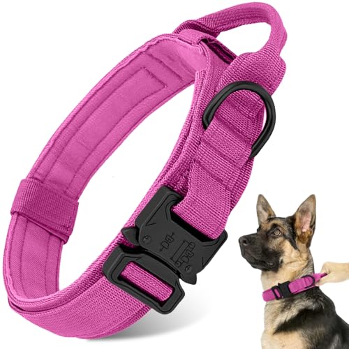 Taktisches Hundehalsband, robuste Metallschnalle mit Griff, für Hundetraining (Rosa, M) von Antswish