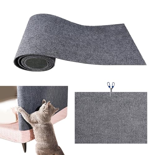 Anttyscar Katzenkratzmatte für Katzenwand 30x100cm,Kratzmatte für Katzen, Selbstklebend Kratzmatte Katze, DIY Trimmbarer Teppich Matte Pad Katzenkratzbretter, Katzenteppich für Kratzbaum(Dunkelgrau) von Anttyscar