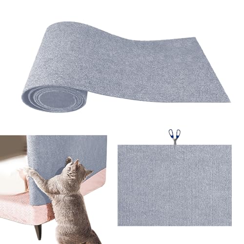 Anttyscar Katzenkratzmatte für Katzenwand 40x200cm,Kratzmatte für Katzen, Selbstklebend Kratzmatte Katze, DIY Trimmbarer Teppich Matte Pad Katzenkratzbretter, Katzenteppich für Kratzbaum(Hellgrau) von Anttyscar