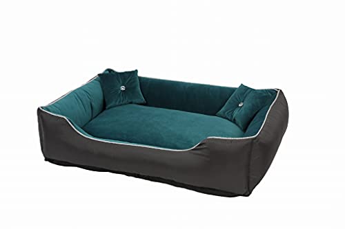 Luxus Hundebett vintage shabby grosse waschbar - Hundesofa XL mit Abnehmbarem Bezug - Hundecouch XL mit Wendbarem Kissen glamour - Ergonomish Bett für Hunde in Größe XL 110x80cm im Türkisgrün Farbe von Antyki24