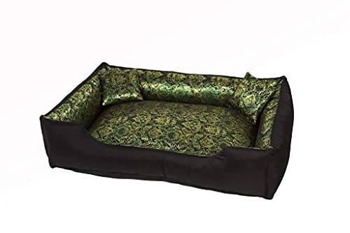 Luxus Hundebett waschbar XL - Hundesofa aus Samt mit Bezug Abnehmbar - Hundebett Vintage Shabby mit Kissen - Hunde Bett für grosse Hunde mit Schlafplatz in Größe XL 110x80cm mit Orientalische Muster von Antyki24