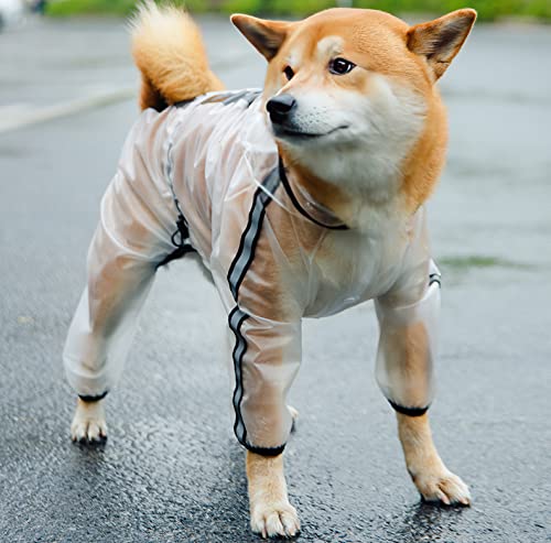 Hunde-Regenmantel, wasserdicht, transparente Hundejacke, verstellbarer, reflektierender, leichter Poncho mit und strapazierfähigem Traktionsloch für kleine, mittelgroße und große Hunde (weiß, mittel) von Anubis Bastet