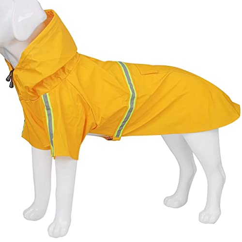 Hunde-Regenmantel, wasserdicht, wasserdichte Hundejacke, verstellbarer, reflektierender, leichter Poncho mit Tasche und strapazierfähigem Traktionsloch für kleine, mittlere, große Hunde (Gelb, Medium) von Anubis Bastet