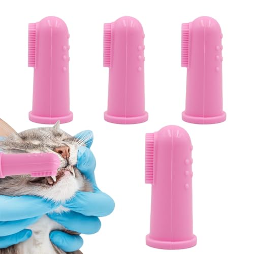 Anulely Fingerzahnbürste für Hunde, Zahnreinigungsbürste für Hunde,4 Silikon-Fingerzahnbürste für Haustiere, Katzenzahnbürste - Weiches und wiederverwendbares tragbares Katzenzahnputzset, von Anulely