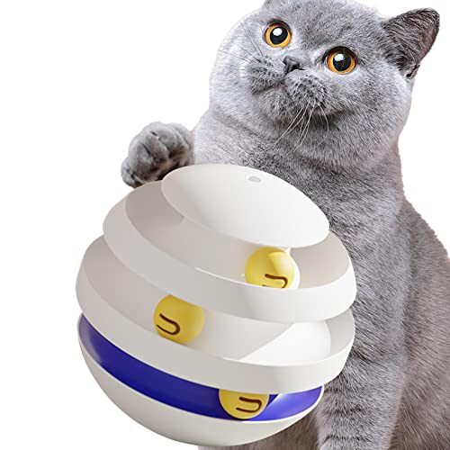 Anulely Katzenballspielzeug, 3 Schichten bewegliches Katzenspielzeug, Langlebiges Katzen-Track-Spielzeug, Katzenspielzeug zum Trainieren zum Spielen, Trainieren, Energie verbrauchen von Anulely