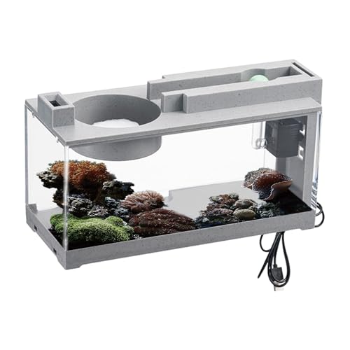 Anulely Mini Aquarium, Fischbecken Aquarium Fish Tank Mini Aquarium, Fisch Starter Kit, Desktop Aquarium Mit Luftpumpe, Fish Tank Aquarium Decor von Anulely