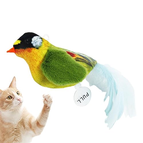 Anulely Soundmaking Cat Teasing Toys | Chirping Bird Cat Toy Squeaky with Feather Tail and Catnip | Squeaky Bird Shape Feather Tail Sound Interactive Feather Toy for Cats, Kitten von Anulely