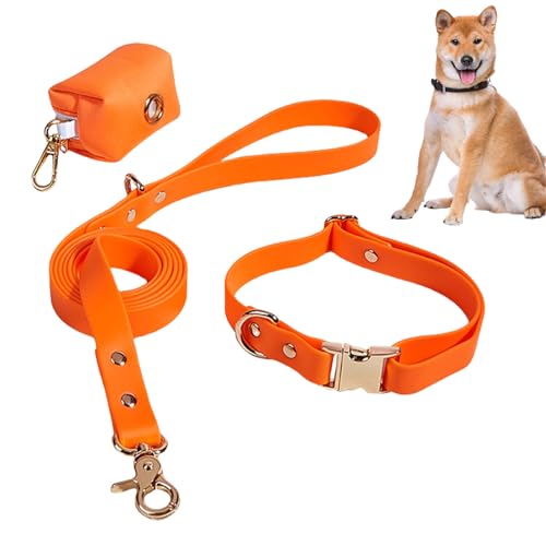 Anulely Verstellbares Hundehalsband,Hundehalsbänder für Haustiere, Halsbänder und Leinen für Haustiere, Verstellbares Hundehalsband und passendes Leine-Set mit Kotbeutel für kleine und mittelgroße von Anulely