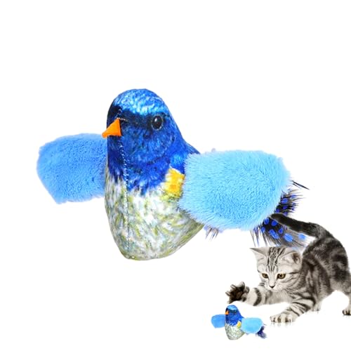 Anulely Zwitscherndes Vogel-Katzenspielzeug - Plüschfederspielzeug für Hauskatzen,Automatisches Katzen-Vogelspielzeug, elektronisches Katzenspielzeug für Hauskatzen, Langeweile, Bewegung von Anulely