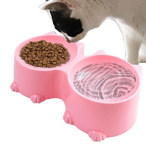 Erhöhte Katzennäpfe für Futter und Wasser, Katzen-Design, doppelte Futternäpfe für Katzen, erhöhte Welpennäpfe für kleine Hunde, Haustier-Wasser- und Futternapf-Set, geneigter erhöhter Napf, erhöhte von Anulely