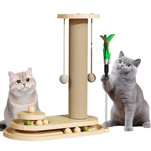 Anyingkai Interaktives Katzenspielzeug Aus Holz,4 in 1 Interaktives Katzenspielzeug,Hölzernes Katzenspielzeug,Holzkugel-Katzenkarussell,Intelligenzspielzeug für Katzen Holz,Wooden Cat Toy (2, B) von Anyingkai