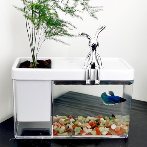 Mehrzweck-Mini-Kampffischtank, für Büro, kleines Aquarium, 0,2 Gallonen Kunststoff-Aquarium, Stifthalter, Aufbewahrung, Aquarium, schafft verschiedene Desktop-Landschaften von AoBeiWorld