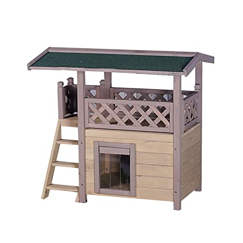 AoForce Katzenhaus Indoor-Katzen mit Ruheplattform Höhlenbett Holzkäfige for kleine Haustiere Großes Katzenhaus aus Holz, Katzenhaus im Innen- und Außenbereich regenfest (Size : Medium) von AoForce