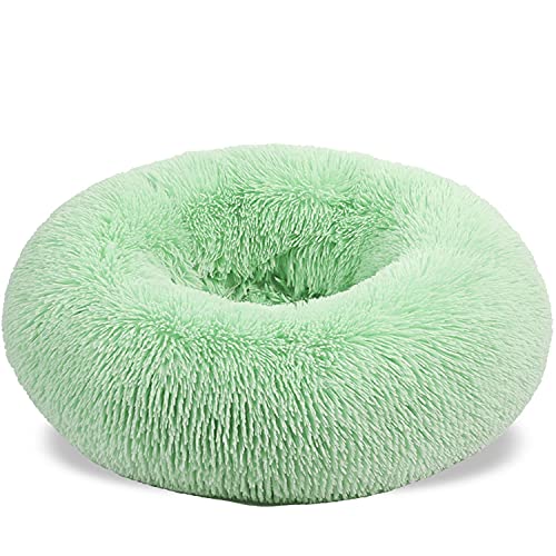 Aodafei Hundebett Donut Katzenbett Herausnehmbaren Waschbar Hundekissen Flauschig Katzenkissen Rund Hunde Katzen Körbchen Haustierbett Kissen Bett für Hunde Kisse,Grün,50 cm von Aodafei