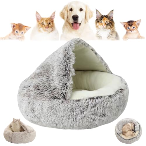 Cozy Cocoon Pet Bed for Dogs and Cats, Olvys Cozy Cocoon Pet Bed, Fidofaves Cozy Nook Pet Bed, Calming Dog Bed, Hooded Dog Bed for Small Dogs, Hooded Cat Bed Cave (35CM,Coffce/Short Velvet) von Aoguni