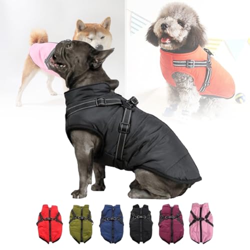 Furry King Dog Winter Coat, Dog Coats for small Dogs, Waterproof Windproof Dog Snow Jacket with Zipper (Black,2XL) von Aoguni