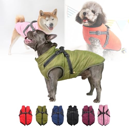 Furry King Dog Winter Coat, Dog Coats for small Dogs, Waterproof Windproof Dog Snow Jacket with Zipper (Green,2XL) von Aoguni