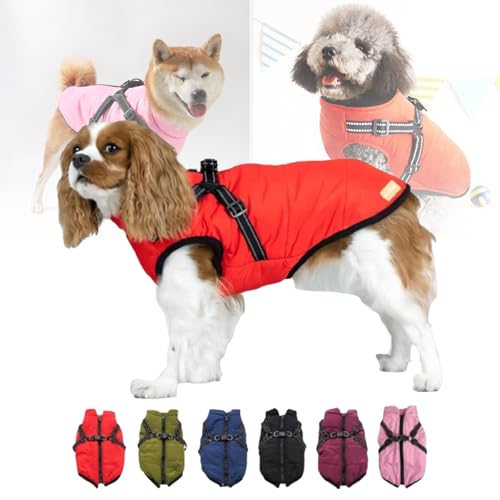 Furry King Dog Winter Coat, Dog Coats for small Dogs, Waterproof Windproof Dog Snow Jacket with Zipper (Red,2XL) von Aoguni