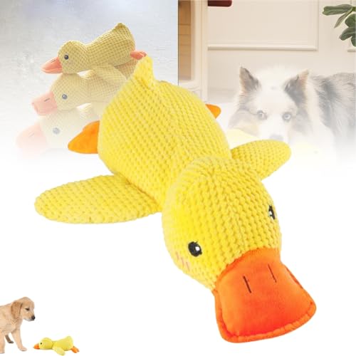 Quack-Quack Duck Dog Toy, Mellow Dog Calming Duck Dog Toy with Soft Squeaker, Yellow Duck Dog Toy, for Dogs Indoor Puppy (Large Size) von Aoguni