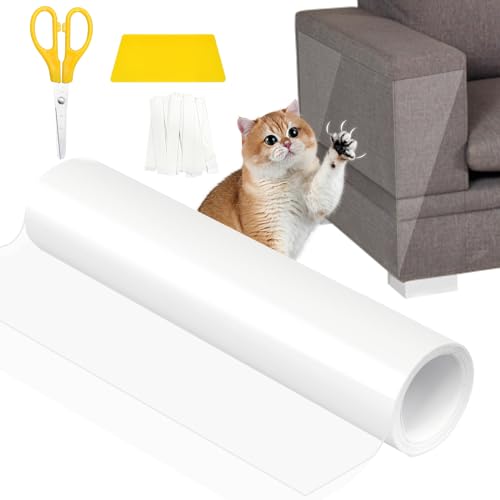 Aolawco Kratzschutz Sofa Katze - 40 cm X 3 m Anti Kratz Polstermöbel Schutz Folie Für Katzen Hund, Selbstklebend Kratzschutz Sofaschutz Kratzfolie Katzen Tape Für Möbel Couch Sofa Wand Tür von Aolawco