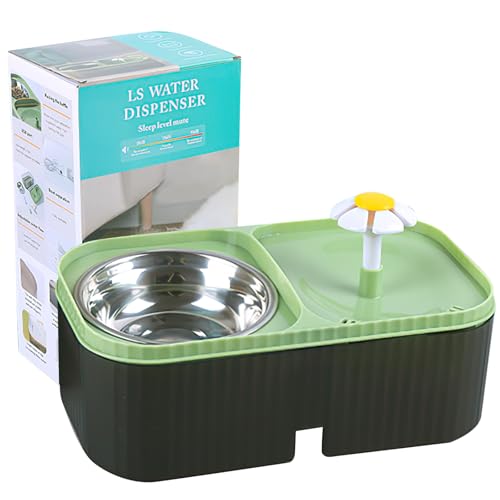 Aolawco verbesserte Version 3L Green Trinkbrunnen für Hunde, ultraleise Wasserspender Katze mit Katzenbecken, kommt mit dreischichtigem Filterelement und Zwei Wasserauslassmodi von Aolawco