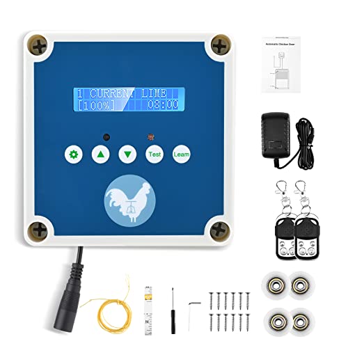 Automatische Hühnertür Hühnerklappe,Aomdom Automatic Chicken Coop Door wasserdichte Hühnerstall Türöffner with Lichtsensor & Timer Netzbetrieb oder Batterie für sichere Hühnerhaltung Kontrollkasten von Aomdom