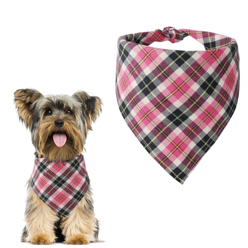 Aomig Bandana Hund Kopftücher Hunde Dreiecks Mode Halstuch Hundehalstuch klassisches Plaid Dreieckstuch Waschbare Hundehalstücher Geburtstag Hund für Kleine Mittel Große Hunde Katzen 50x50x70cm (Rot) von Aomig