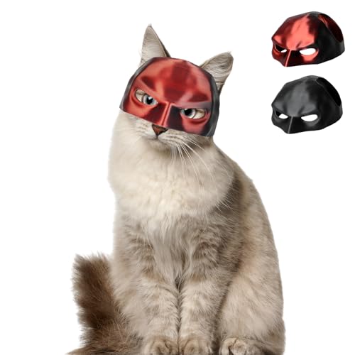 Aomig Batcat Maske Katzenmaske für Katzen Bat Maske 3D Lustige Batmans Maske Haustierkostüm für Cats Katze Hut Kostüm Fledermausmaske Halloween Cosplay Kostüm Kopfbedeckung Katzen (13CM, Schwarze Rot) von Aomig