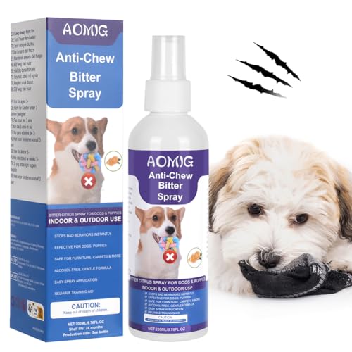 Aomig Fernhaltespray Hunde Knabberstopp für Hund Bitter Spray für Hunde Bitterspray Hundeabwehrspray Hundeschreck Fernhaltespray für Hunde Anti Kau und Lecken Spray für Möbel Kleidung Schuhen (200ml) von Aomig