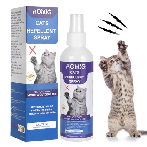 Aomig Katzenabwehrspray Anti Katzen Spray Knabberstopp Innen AuBen Katzenabwehr für Sofa Tür Möbel Natürliches Katzen Fernhaltespray Sofort Wirksames katzenspray Antikratzspray Katz Abwehrspray(200ml) von Aomig