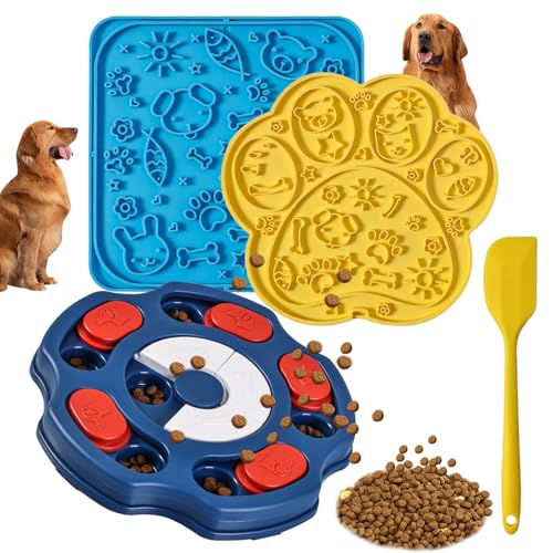 AooChonWoo Hunde-Puzzle-Spielzeug-Set, Hund Slow Feeder für kleine bis mittelgroße Hunde mit 2 Saugnäpfen Leckmatte, interaktives Hundespielzeug, um sie zu beschäftigen, für Langeweile und geistige von AooChonWoo