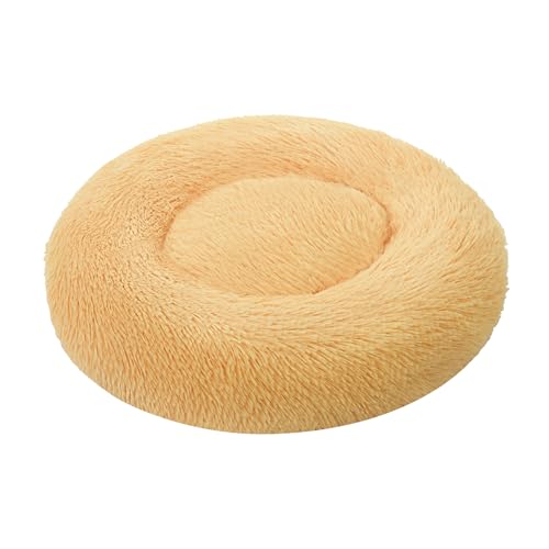 Aoresac Hundebett Donut Hundebett Weiches und Flauschiges Haustierbett, XS-3XL (XXL x Ø 100 x H 26 cm für bis zu 30KG, Champagner) von Aoresac